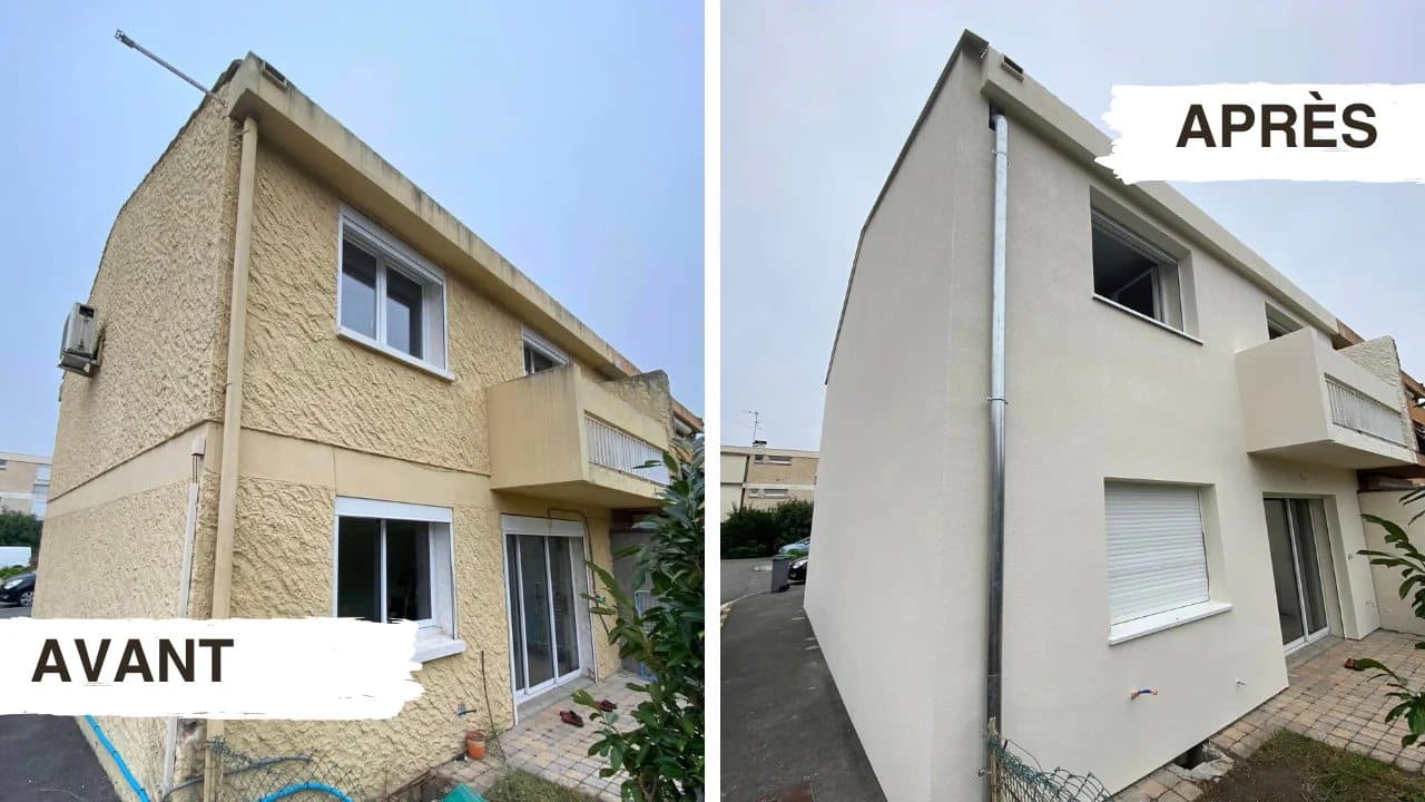 Maison avant et après ravalement avec isolation extérieure